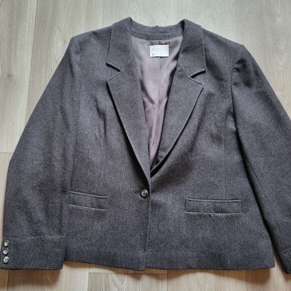 Pendleton Womens Gray Wool Blazer Size 22W One-Button Front Made In USA - Picture 2 of 9